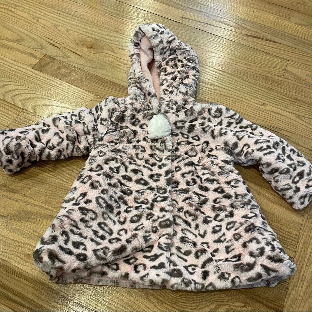 Widgeon Leopard Print Faux Fur Coat with Hood